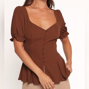 Petal & Pup Brown Button-Up Blouse